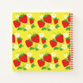 Strawberry and Flower Yellow Pattern Monogrammed ノートブック (裏面)