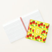 Strawberry and Flower Yellow Pattern Monogrammed ノートブック (内部)