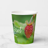 Strawberry And Green Child's Berry First Birthday 紙コップ (裏面)