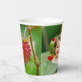 Strawberry And Green Child's Berry First Birthday 紙コップ (右)