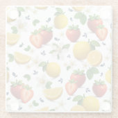 Strawberry and Lemon Fresh Fruit Design ガラスコースター (裏面)