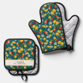 Strawberry and Lemon Fresh Fruit Pattern 鍋つかみ&鍋敷きセット (正面/裏面)
