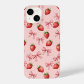 Strawberry and Pink Bows Pattern Phone Case iPhoneケース (裏面)