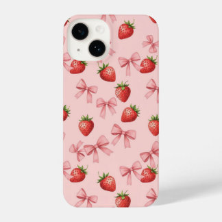 Strawberry and Pink Bows Pattern Phone Case iPhone 14ケース