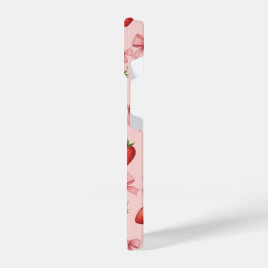 Strawberry and Pink Bows Pattern Phone Case iPhoneケース (左側面)