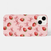 Strawberry and Pink Bows Pattern Phone Case iPhoneケース (裏面横)