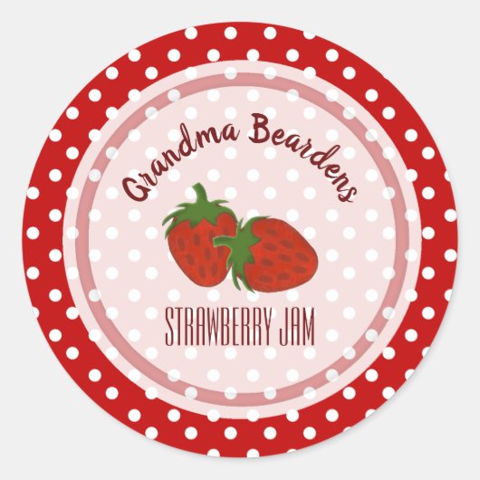 Strawberry And Polka Dot Personalized Labels ラウンドシール (正面)