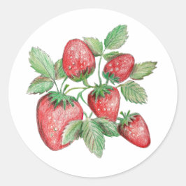 Strawberry Art Elegant Watercolor Envelope Seal ラウンドシール