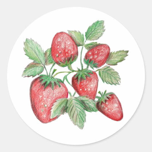 Strawberry Art Elegant Watercolor Envelope Seal ラウンドシール (正面)