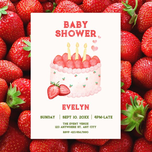 Strawberry baby shower 招待状