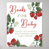 Strawberry Baby Shower Books For Baby Sign ポスター (正面)