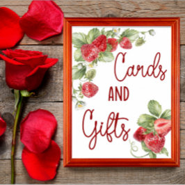 Strawberry | Baby Shower Cards & Gifts Sign ポスター
