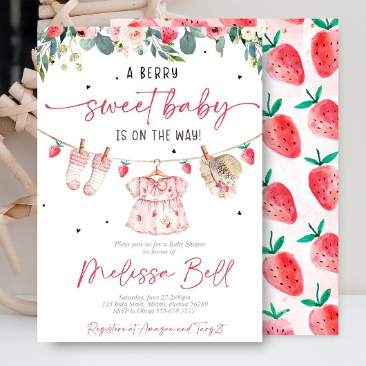 Strawberry Baby Shower Invitation  招待状