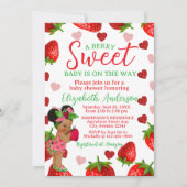 Strawberry Baby Shower Invitation, Berry Sweet Inv 招待状 (正面)