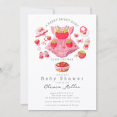 Strawberry Baby Shower Invitation Girl Pink 招待状 (正面)