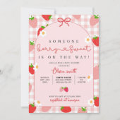 Strawberry Baby Shower Invitation Template, Editab 招待状 (正面)