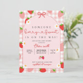 Strawberry Baby Shower Invitation Template, Editab 招待状 (スタンド正面)