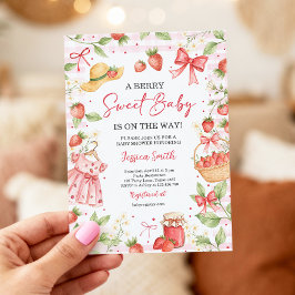 Strawberry Baby Shower Invite Berry Sweet Baby 招待状