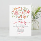 Strawberry Baby Shower Invite Berry Sweet Baby 招待状 (スタンド正面)