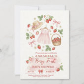 Strawberry baby shower Invite First Berry Sweet 招待状 (正面)