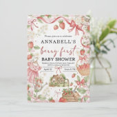 Strawberry baby shower Invite First Berry Sweet 招待状 (スタンド正面)