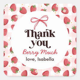 Strawberry Baby Shower Thank You スクエアシール