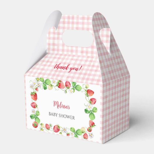 Strawberry Baby Shower Thank You フェイバーボックス (正面サイド)