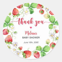 Strawberry Baby Shower Thank You ラウンドシール