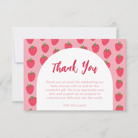 Strawberry Baby Shower Thank You Card サンキューカード (正面)