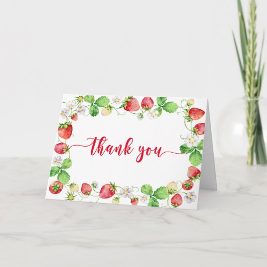 Strawberry Baby Shower Thank You Card サンキューカード (正面)
