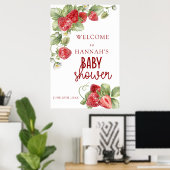 Strawberry | Baby Shower Welcome Sign ポスター (ホームオフィス)