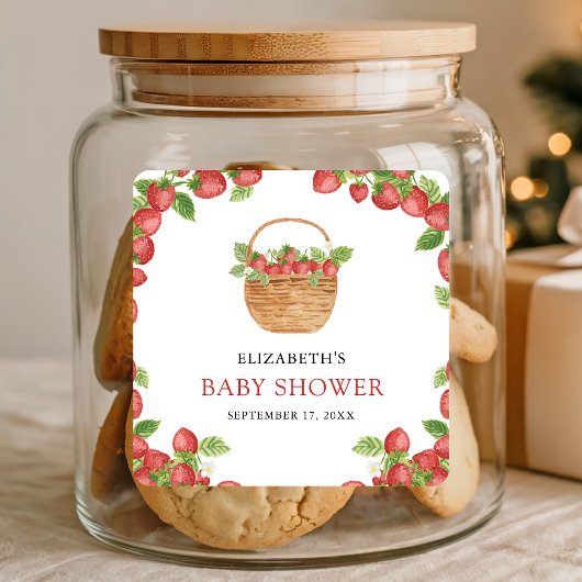 Strawberry Basket Berry Sweet Baby Shower スクエアシール