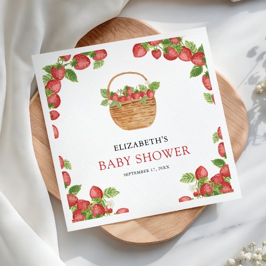 Strawberry Basket Berry Sweet Baby Shower スタンダードカクテルナプキン