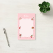 Strawberry Bear Notepad Desserts Pink Cute Kawaii ポストイット (オフィス)