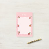 Strawberry Bear Notepad Desserts Pink Cute Kawaii ポストイット (デスク上)