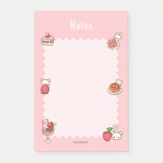 Strawberry Bear Notepad Desserts Pink Cute Kawaii ポストイット