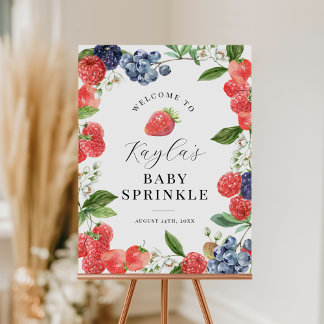 Strawberry Berry Baby Sprinkle Welcome Sign ポスター