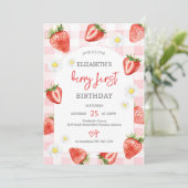 Strawberry Berry First 1st Birthday Invitation 招待状 (スタンド正面)