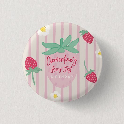 Strawberry Berry First Birthday  缶バッジ (正面)