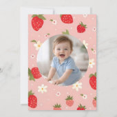 Strawberry Berry First Birthday Invitation 招待状 (裏面)