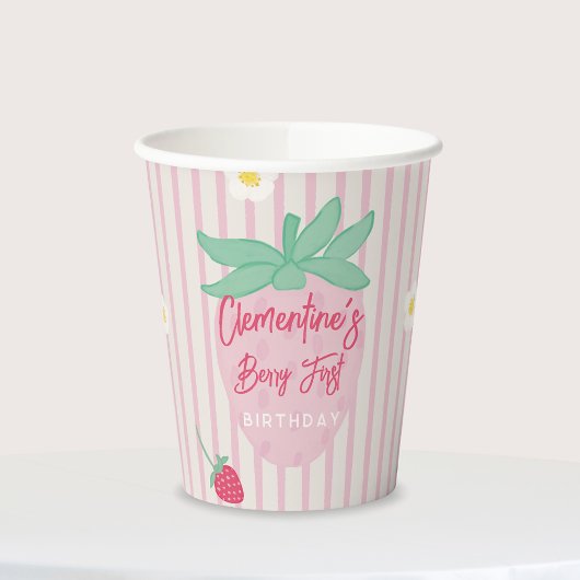 Strawberry Berry First Birthday Paper Cups 紙コップ