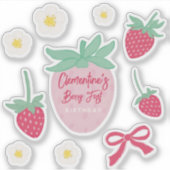 Strawberry Berry First Birthday Stickers シール (正面)