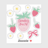 Strawberry Berry First Birthday Stickers シール (シート)