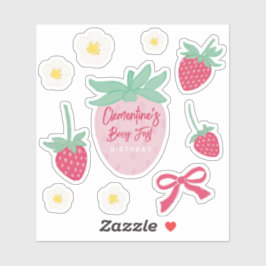 Strawberry Berry First Birthday Stickers シール