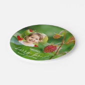 Strawberry Berry First Birthday With Child’s Photo ペーパープレート (アングル)