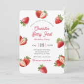Strawberry Berry First Girl 1st Birthday 招待状 (スタンド正面)