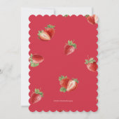 Strawberry-Berry First Girl 1st Birthday Photo 招待状 (裏面)