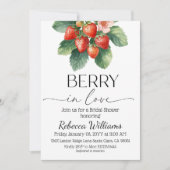 Strawberry Berry In Love Summer Bridal Shower 招待状 (正面)