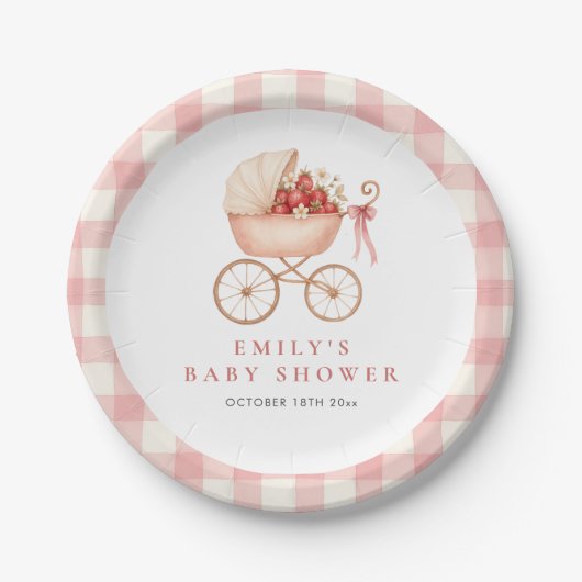 Strawberry Berry Sweet Baby Shower ペーパープレート (正面)