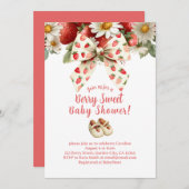 Strawberry Berry Sweet Baby Shower 招待状 (正面/裏面)